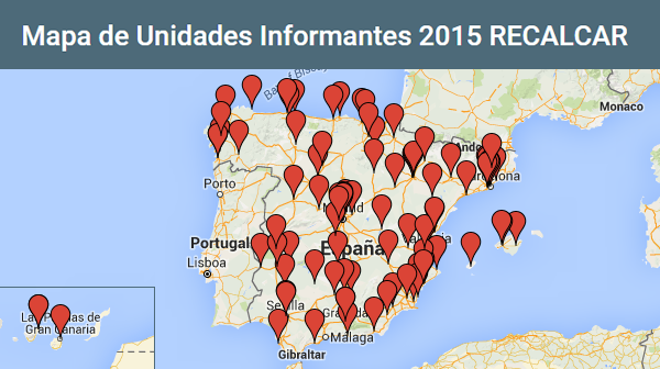 Mapa unidades informantes RECALCAR 2015